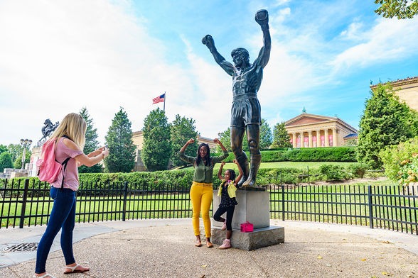 Probably the most popular place to take a picture in Philadelphia is at the Rocky statue in front of the Philadelphia Museum of Art | 