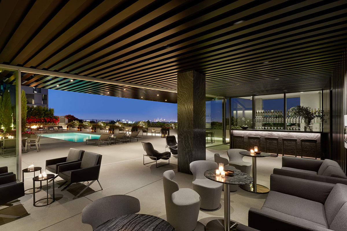 AKA West Hollywood Night Pool View (Courtesy AKA)