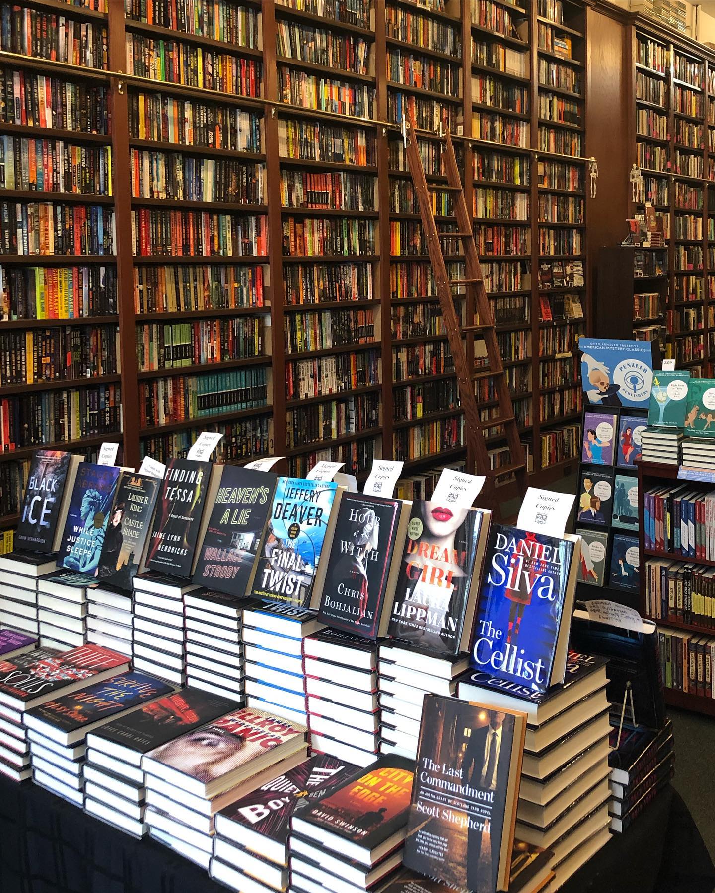 The Shelves and Stacks of The Mysterious Bookshop (©Charles Perry)