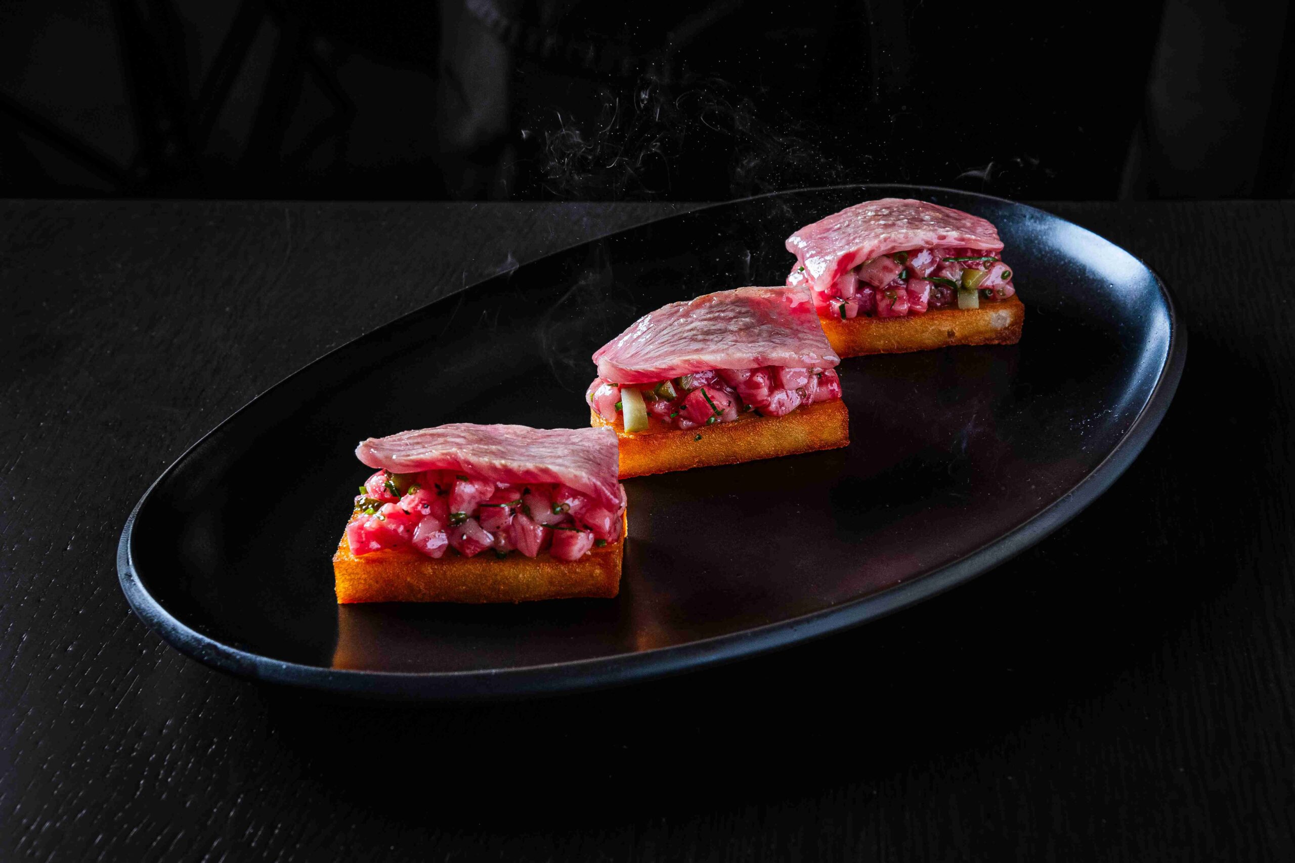 Bourbon Steak A5 Wagyu Tartare (©Courtesy Rey Lopez)